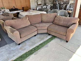 Brown Sectional Sofa with Matching Chair
