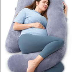 Momcozy 57" U-Shaped Pregnancy Pillow – Grey Full-Body Support