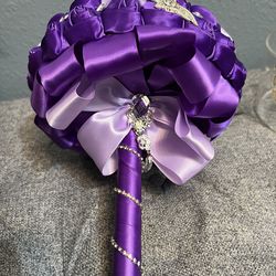 Handmade satin bridal or quinceañera bouquet