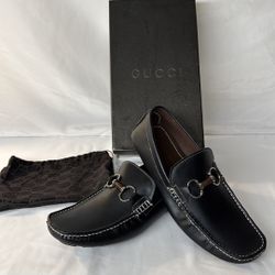 Gucci Horsebit Style Driving Loafers Black Size 10-1/2