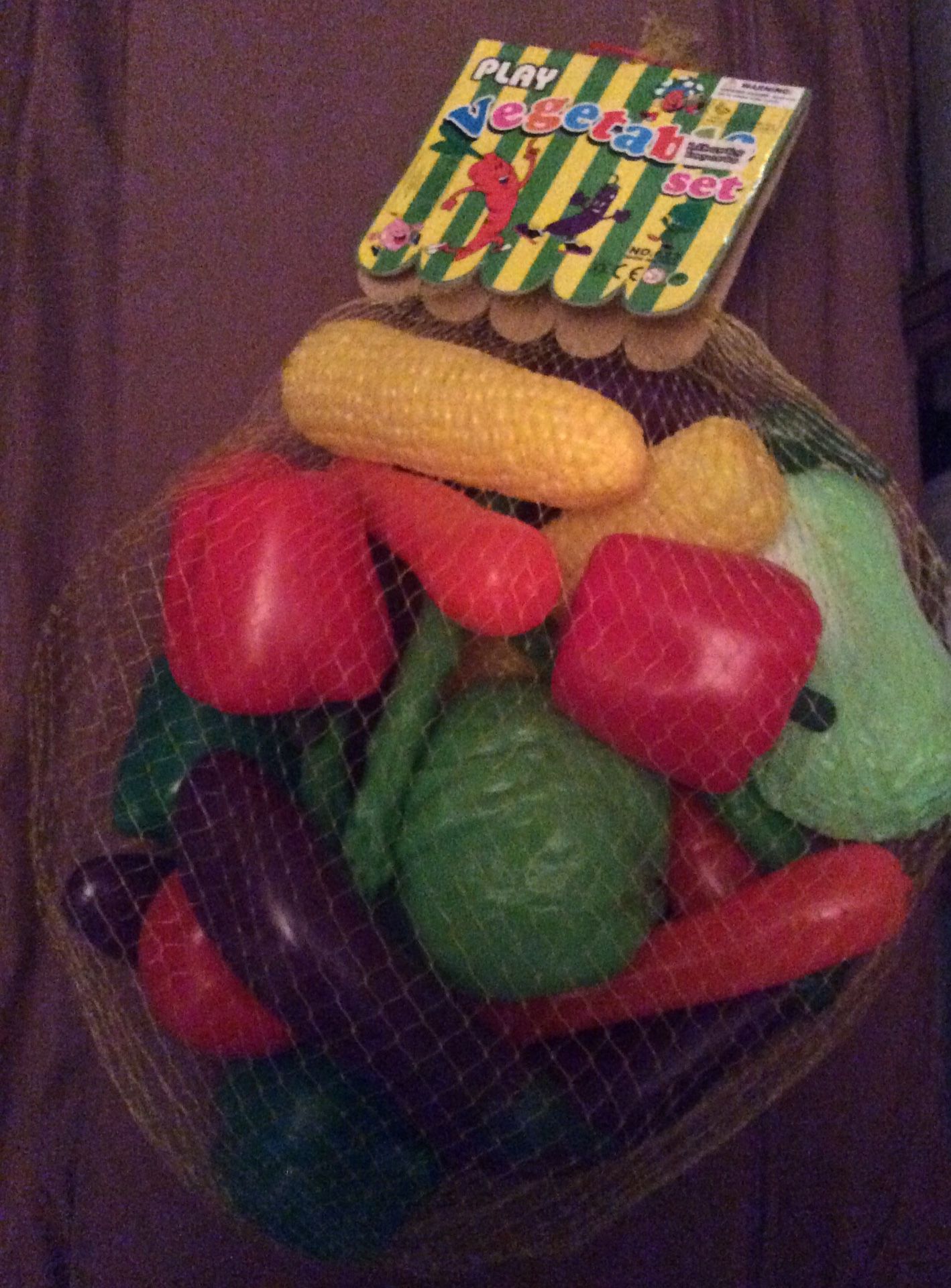 New bag of plastic play vegetables