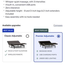 King Size Adjustable Bed WITH Mattress 