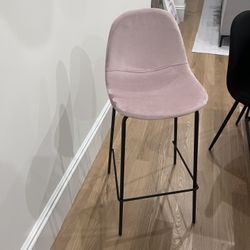 Pair Of Pink Velvet Bar Stools
