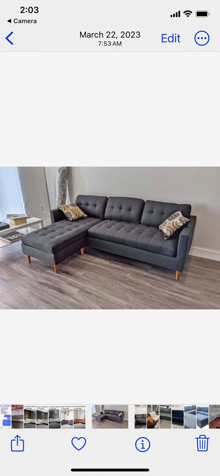 New Reversible Sectional. Grey. 86 X 59. Free Delivery!