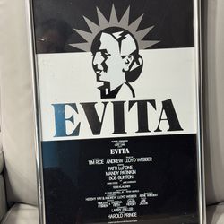 Evita Broadway Theatre Window Card Poster  15x23 Patti Lupone 1979 ~ Framed.
