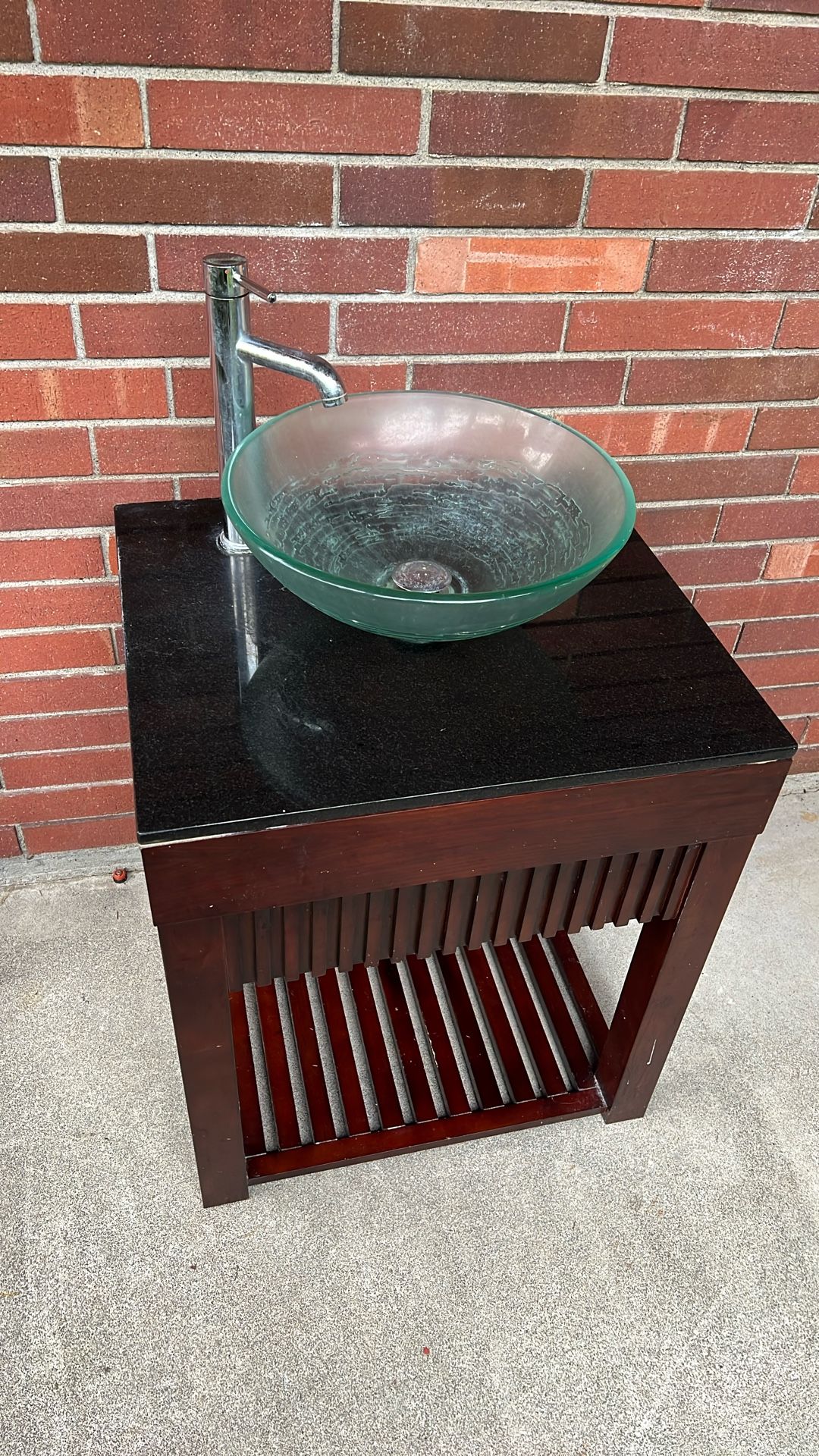 Glass Bathroom Sink With Table