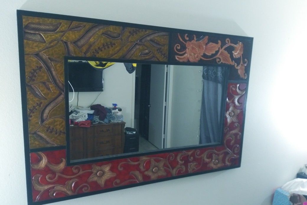 Large Mirror Wood Handcrafted.