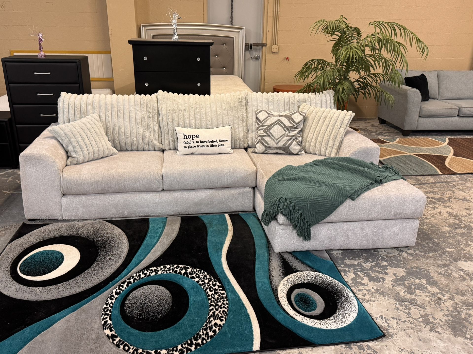 Nice Light Grey 2 Piece Sectional Couch Living Room Set
