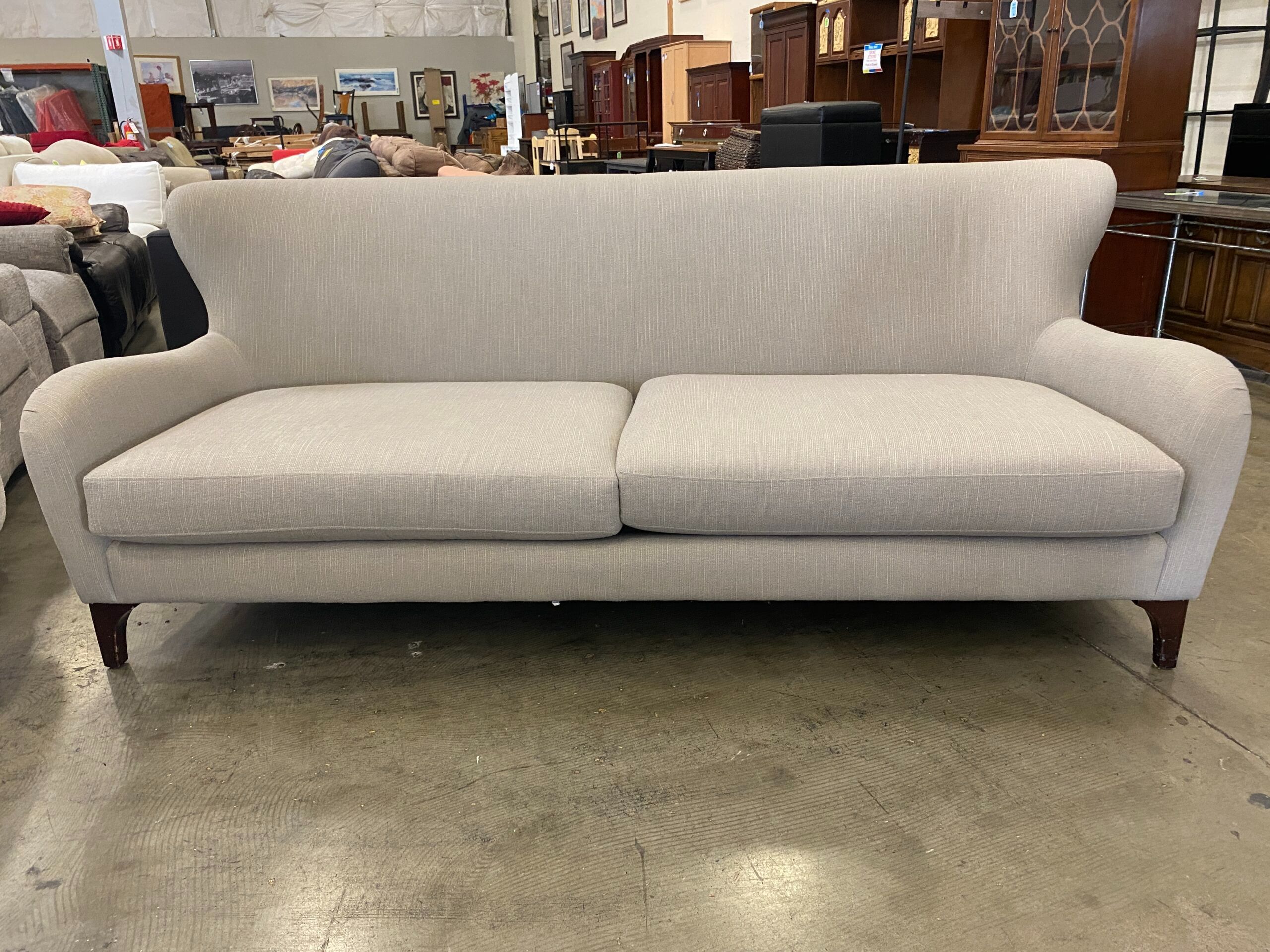 Greige Woven Curved Back Sofa