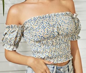 Floral  Off Shoulder Crop Top