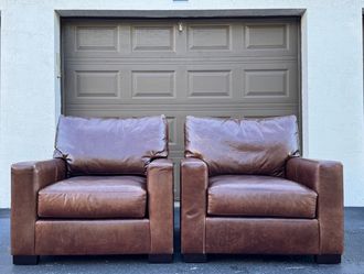 🛋️ Arm Leather Chairs - Pottery Barn - Delivery Available 🚛