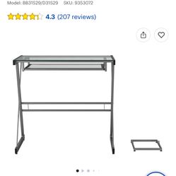 Walker Edison 31" Modern Glass Computer Desk - Silver