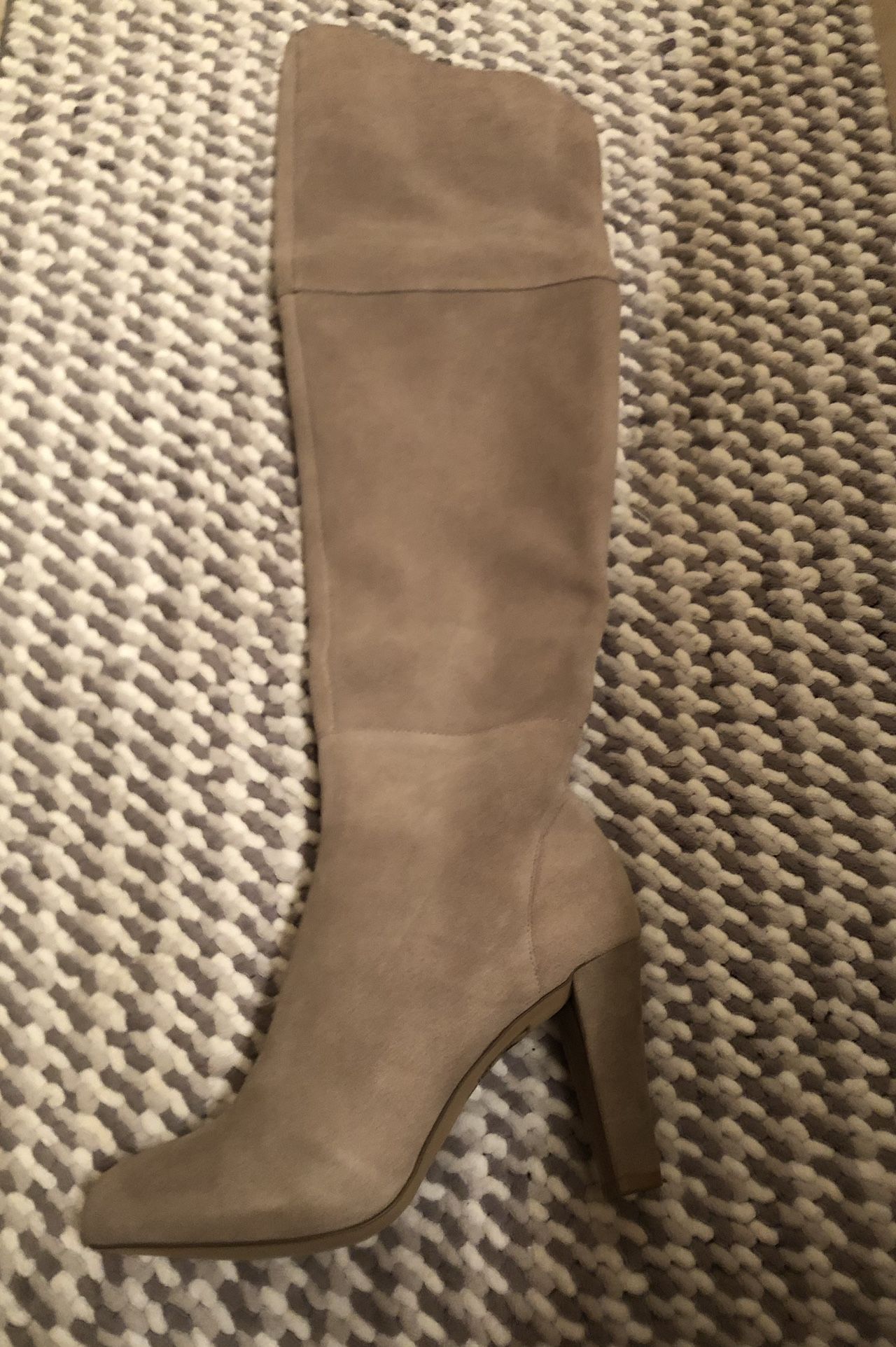 White House Black Market, Never Worn 8M Cream Suede Over-the-Knee 3.5” Heel Boot