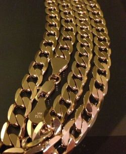 14k Gold Plated 12mm 30" Flat Cuban Link Chain