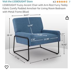 Fuzzy Accent Chair (Metal Frame Blue) 