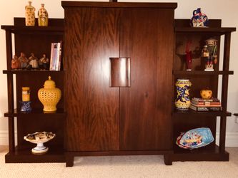 Edo By Sitcom Armoire + Two Detachable Side Shelves-Mahogany Items Shown aren’t Included
