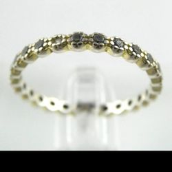 Sterling Silver Natural  Diamond Eternity Band Ring 925 Silver Size 7.25, Natural Dismonds Vintage 