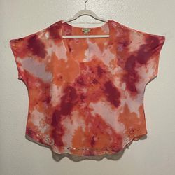 One world Tie Dye Semi Sheer Embellished Blouse | Top | Shirt