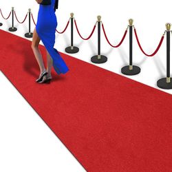 PBHEPJ 4ft x 50ft Extra Thick Red Carpet Runner for Party, Non-Slip TPR Rubber Backed red Rug, Wedding and Events Decorations, Reusable