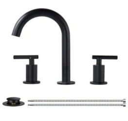 Forious pro 8 in. Widespread 2 Handle Bathroom Faucet with Pop-Up Drain 3-Hole Vanity Sink Faucet Spout in Matte Black