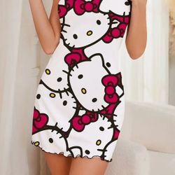 Hello Kitty Cute Cartoon Patterned Nightgown