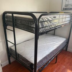 BUNKBED Metal Bed Frame Twin Over Twin Bed Mattress Included Litera Nueva Camarote Con Colchones 
