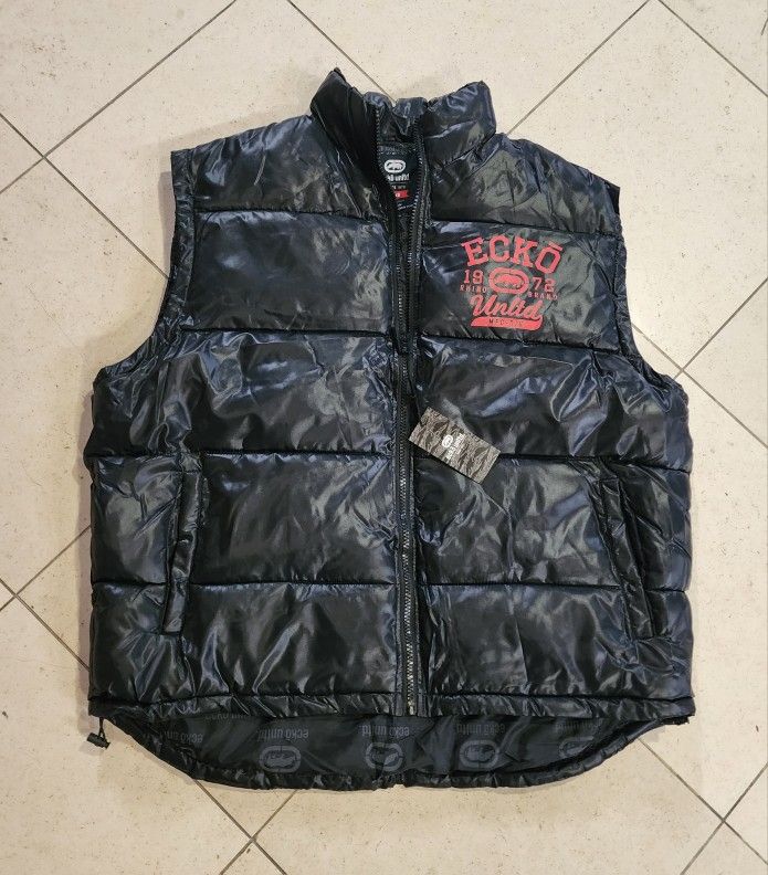 Ecko Unltd Black Puffer Vest Jacket Adult Mens Size 4XL