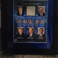 Living Presidents 13x15 Custom Framed Display with (5) Colorized Statehood Quarters