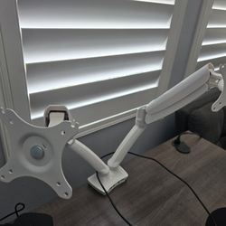 Dual Monitor Arm Mount (White) – Adjustable, Clean Setup