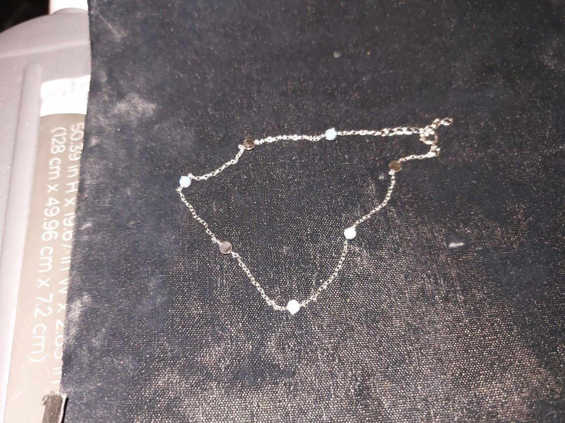 Sterling Silver Round Blue OPAL Anklet