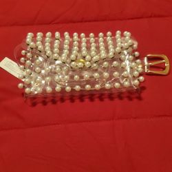 Clear With Pearl's Belt Purse 