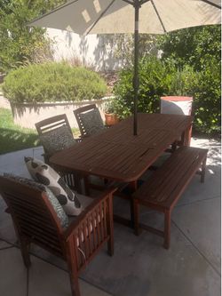 FREE table chairs and bench outdoors