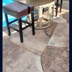 😍 Granite Top Tiki Bamboo Outdoor Furniture Set Table W/ Stools & Matching End Table  Pool Deck Patio Dock Porch Balcony 