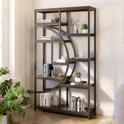 Freestanding Book shelf, 68.9" Etagere Book case with 9 Open Shelv es