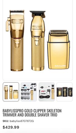 BABYLISSPRO GOLD CLIPPER SKELETON TRIMMER AND DOUBLE SHAVER TRIO
