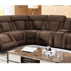 Super COMFY Brown Reclining Sectional 3 Recliners