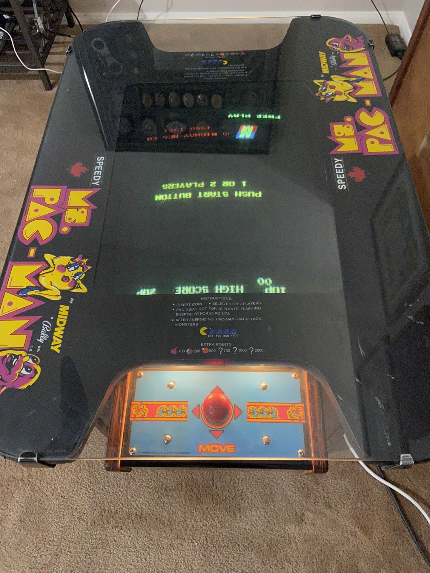 Ms. PAC-MAN Original Cocktail Table Video Arcade Game