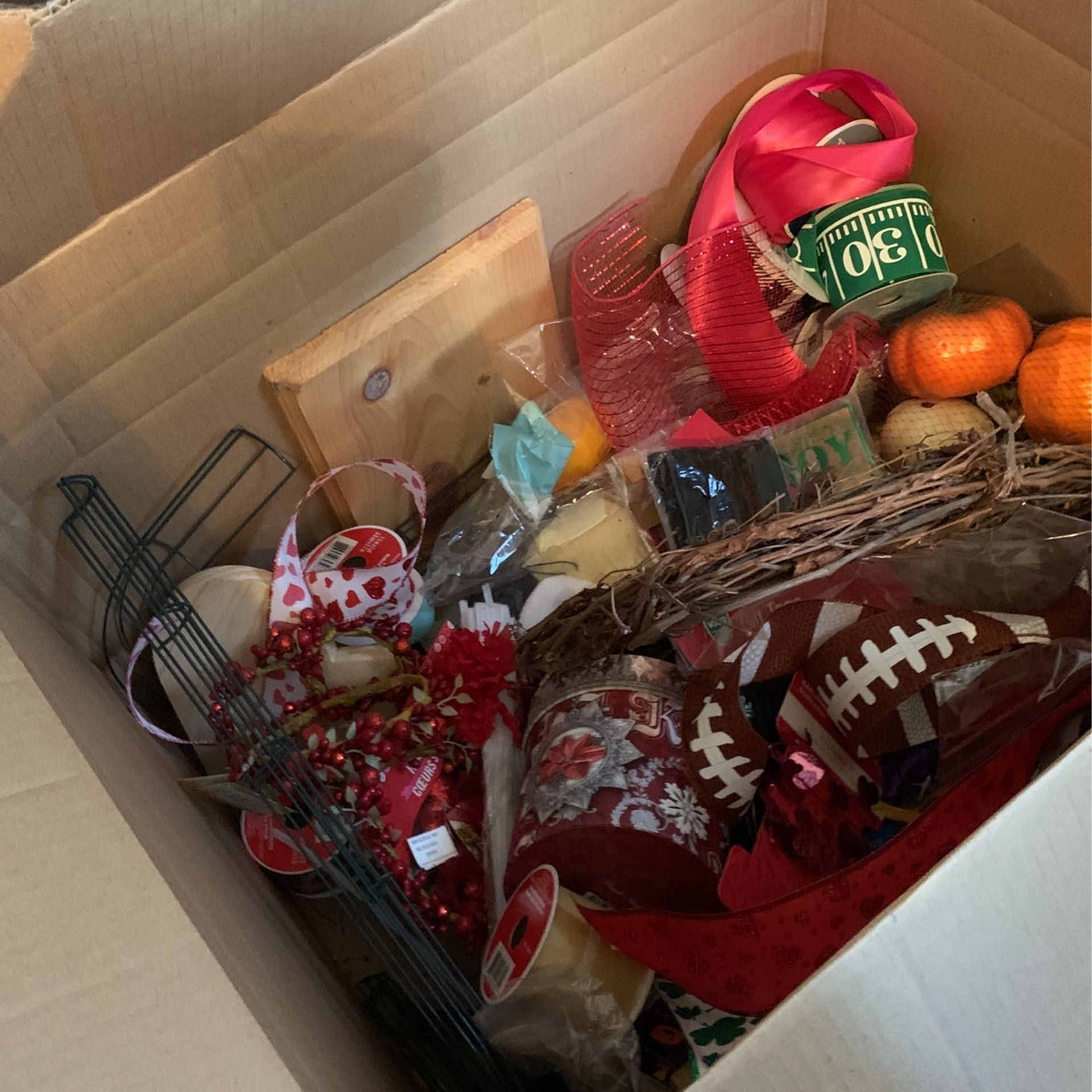 Box Of Wreath/crafting Supplies.