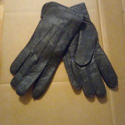 Black Leather Insulated Gloves Med.