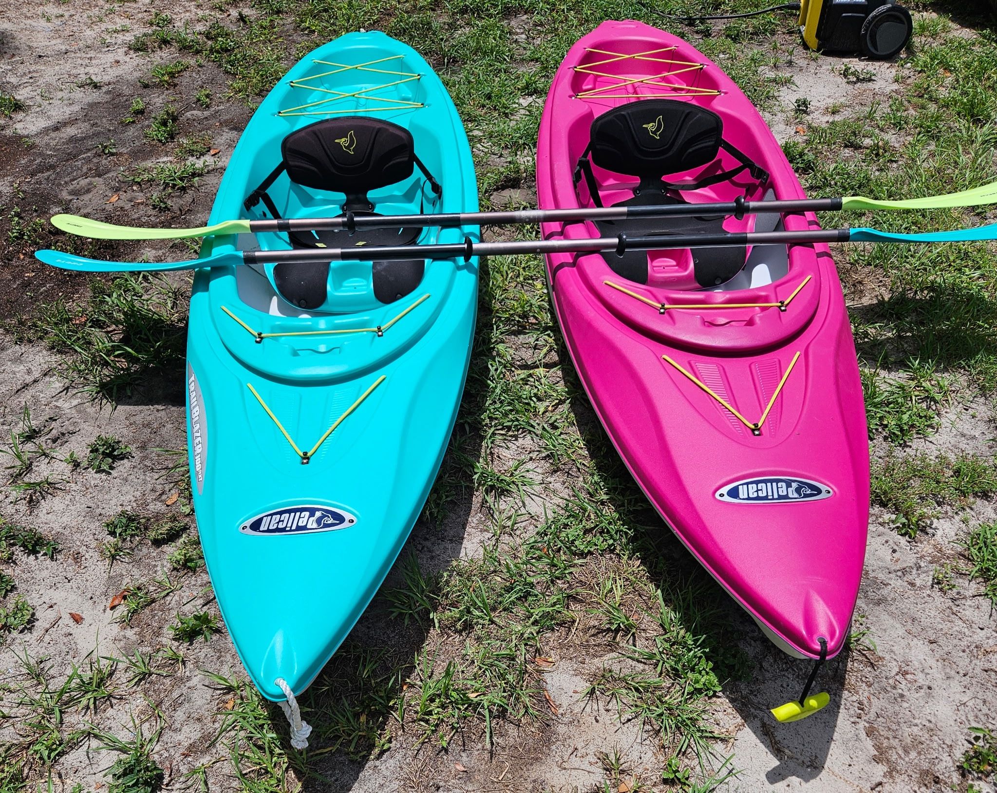 (2) Pelican Kayaks With Paddles