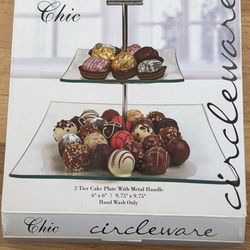 2-Tier Glass Cake Plate Stand