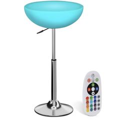 Magshion LED Light Up Bar Stool Table 23.5" Cordless Color Changing Cocktail Table, 26" to 34” Adjustable Height 16 Colors Variable Illuminated LED Ou