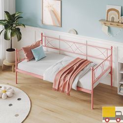 Qeetex Twin daybed with trundle metal twin daybed and trundle set day bed sofa bed frame with steel slat support multifunctional daybed frame for bedr