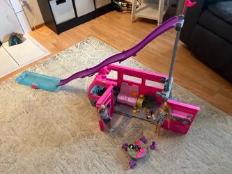 Barbie Doll DreamCamper Van Playset with Pets, Pool, Slide and accessories.