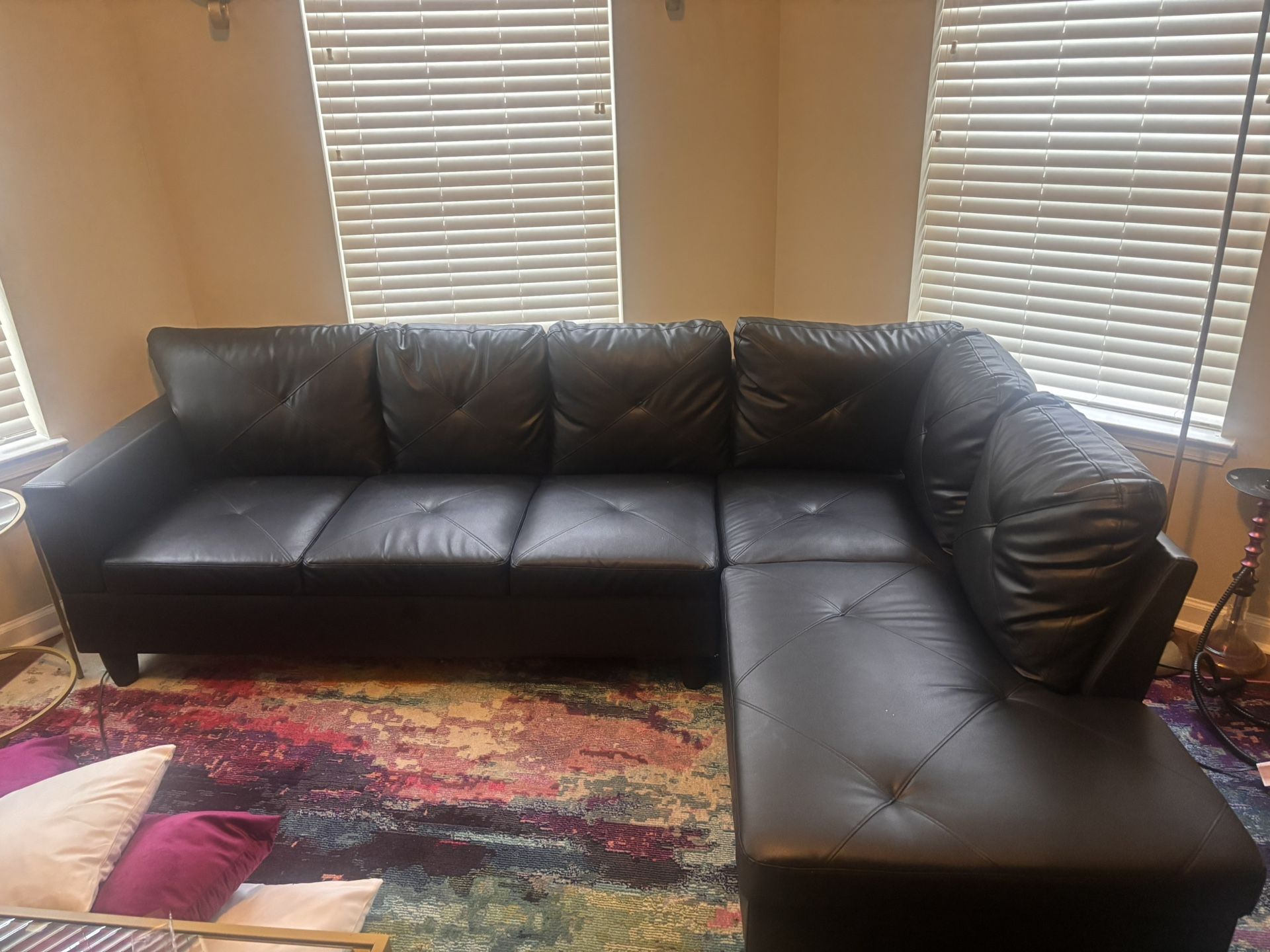 Black Leather Couch For Sale