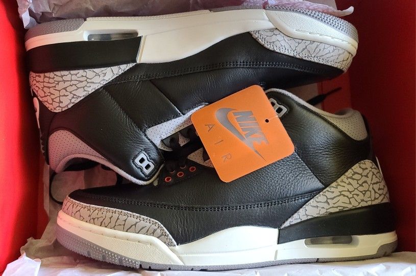 Air Jordan 3 Retro Black Cement Shoes Size 11 Deadstock