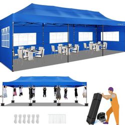 10x30 Pop up Canopy Tent 10x30 Canopy with Sidewalls, Heavy Duty Party Tent Tents for Parties, Foldable UPF 50+ Waterproof Commercial Easy up Canopy w