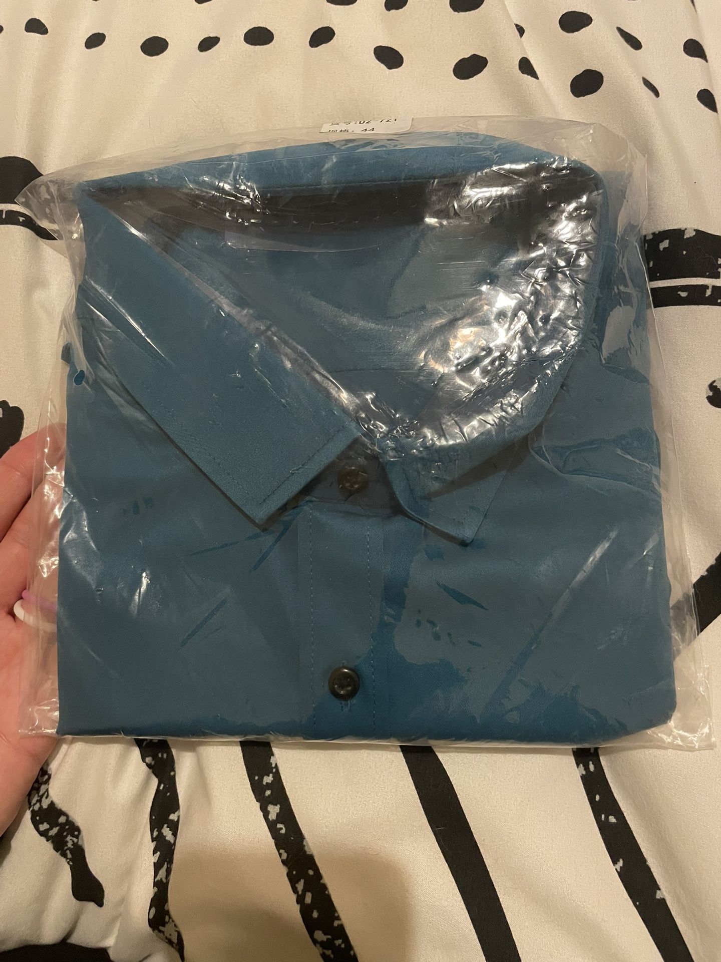 FLY HAWK XL Slim Fit Collared Short Sleeve Formal Shirt Dark Blue