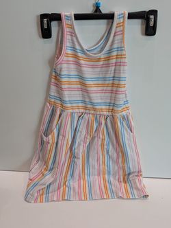 Cat & Jack Girls Dress XS 4-5 Striped Sleeveless Pocket Casual Outfit