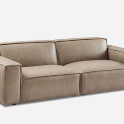 Leather Sofa / Couch - Taupe